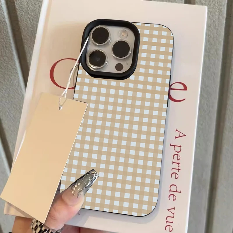 Elegant Lychee Texture Striped Grid Silicone Phone Case