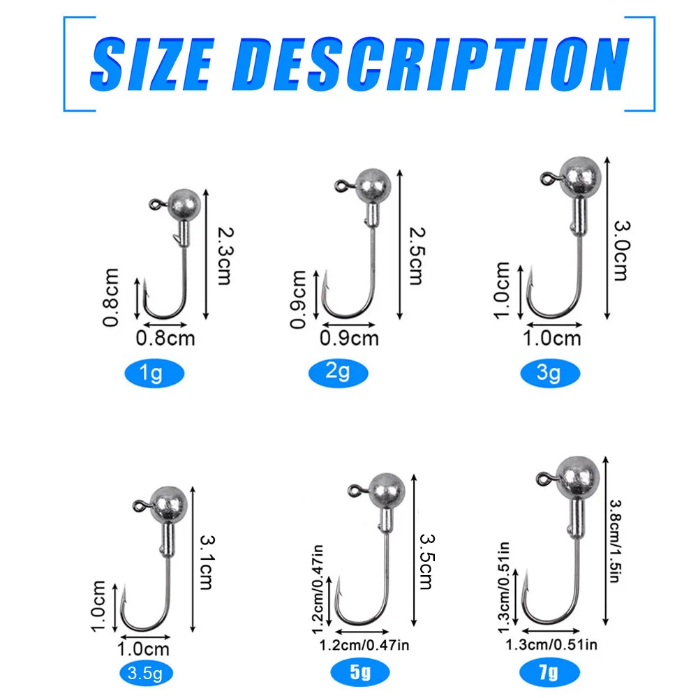 55Pcs Jig Heads Hooks Set Crappie jig heads Unpainted Football