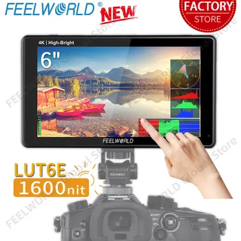 FEELWORLD LUT6E 터치 스크린 필드 모니터 카메라, 풀 HD IPS, 1920x1080, 4K, HDMI 입력, 3DLUT 파형 벡터, 6 인치, 1600nit