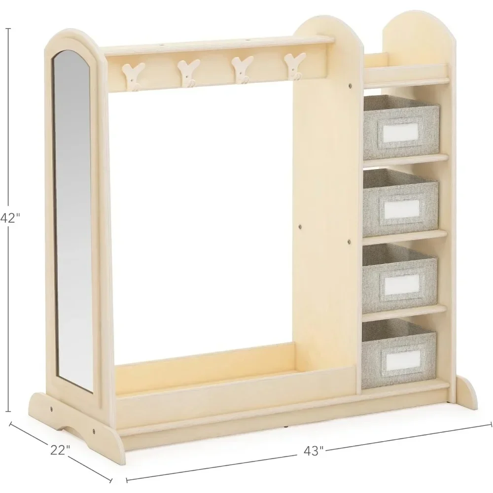 Children's Wardrobe, Children's Clothing Storage Wardrobe, with Mirrors and Shelves, Armor with Bottom Tray, Children's Wardrobe 2
