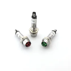 Uniteeelec Small Mounting Diameter 8mm Green Red Orange 220V 24V 12V  Power Motorcycle Indicator LED  Lights  Red Light
