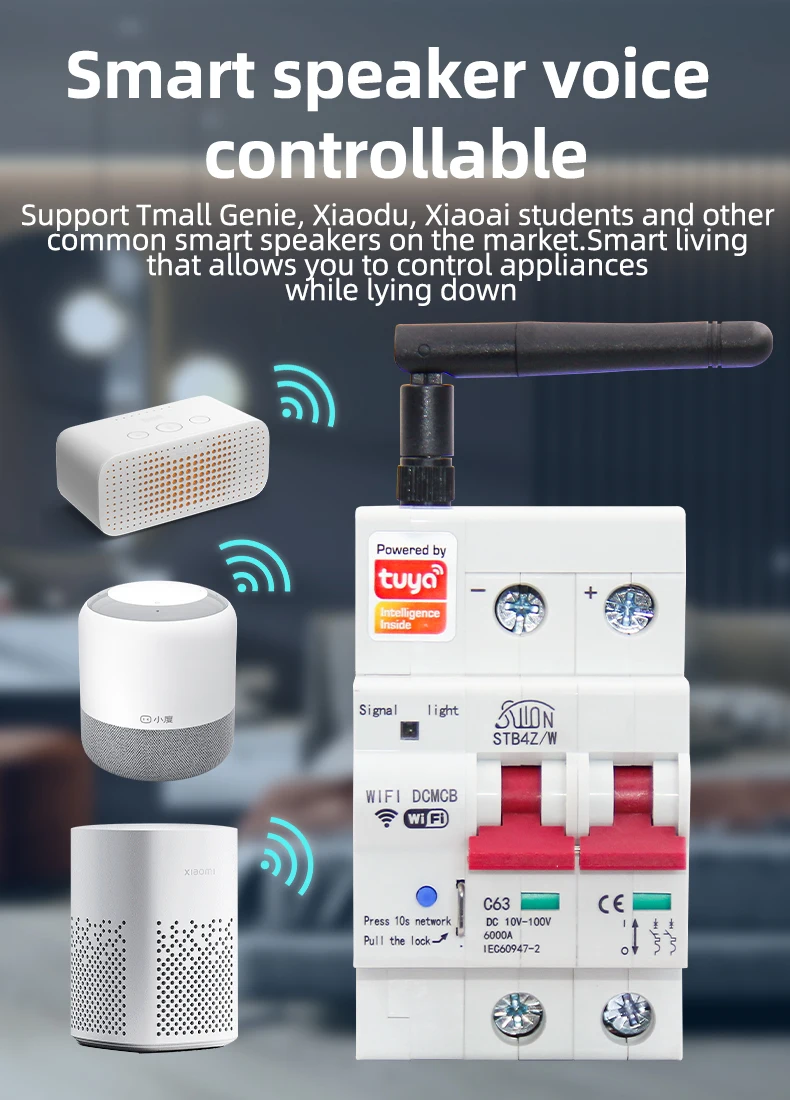 Description Picture 6 of itemTuya Smart WiFi DC Circuit Breaker 10v -100v Wireless Remote Control With Alexa google assistant Yandex Alice for Smart Home