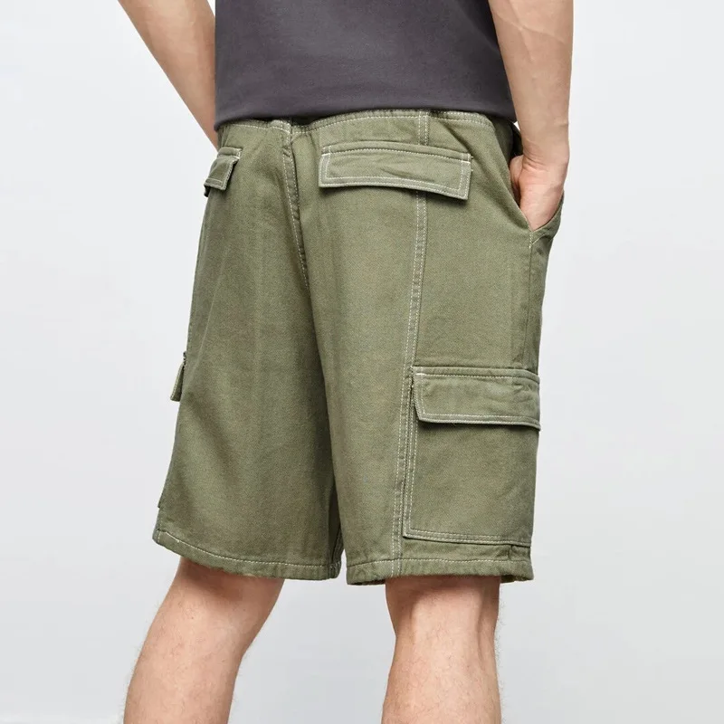 Cargo Shorts Mens Multi Pocket Shorts Solid Color Cropped Pants Men Casual Shorts Summer Breathable Bottoms Fashion Streetwear
