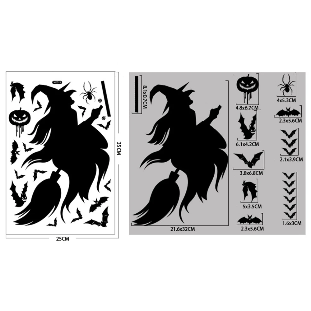 Halloween Fenster Aufkleber Riesen Geist Monster Skelett Horror Aufkleber Halloween Dekorationen Home Indoor elektro statische Aufkleber – Detail 4