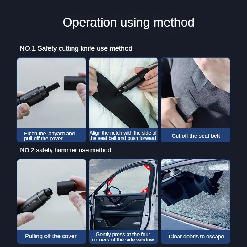 car safety hammer safety hammer window breaker 2 In1 Car Safety Hammer Emergency Glass Breaker High Hardness Tungsten Steel Seat Belt Cutter Rescue Tool Car Accessories
