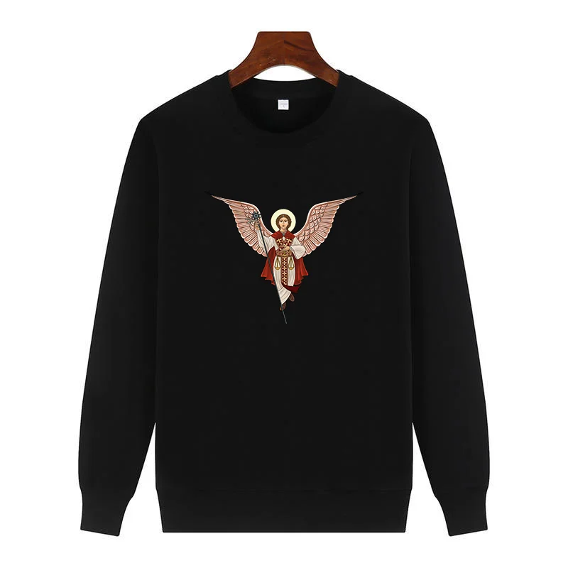 

Classic graphic sweatshirts Angel T Shirt Coptic Angels Round neck and velvet thick sweater hoodie For all ages Men's sportswear