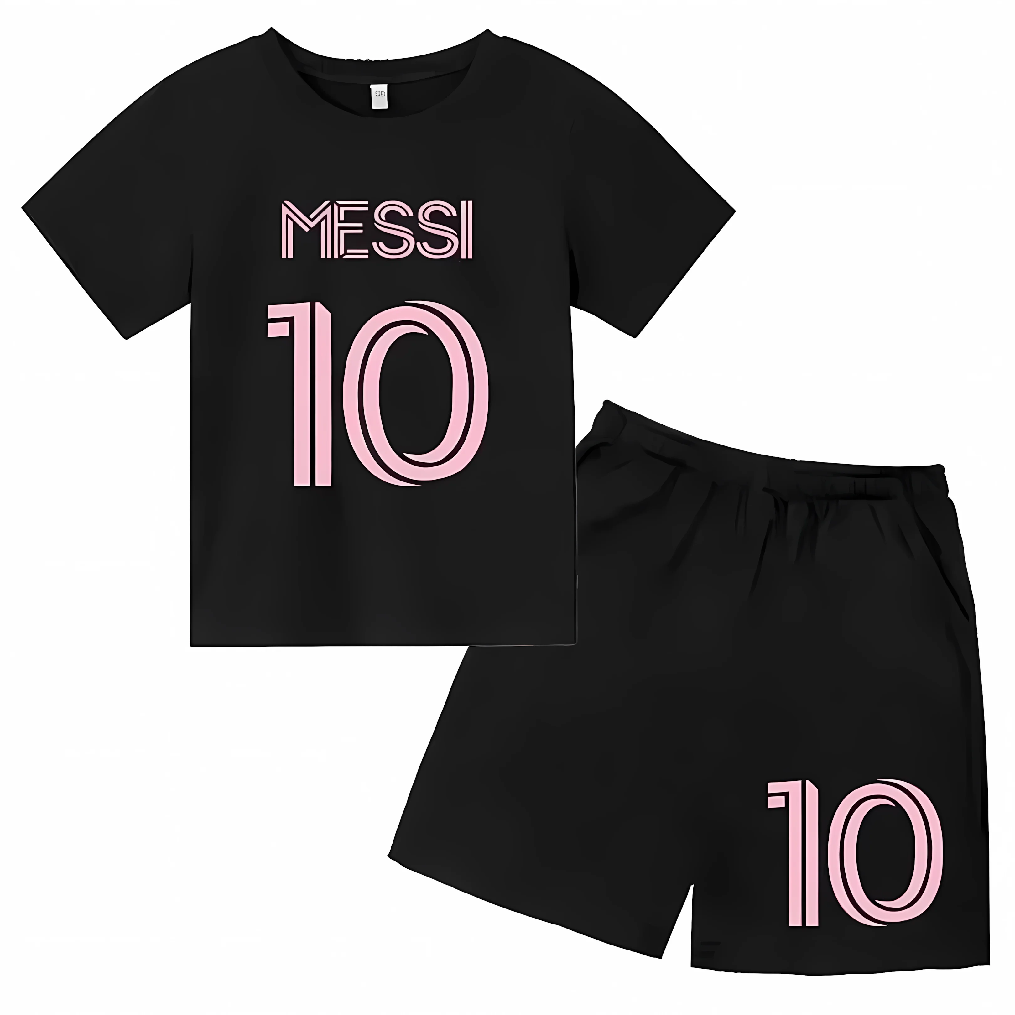 The 2025 Summer new children's set features 3D digital printing for football sports which is casual fashionable and soft