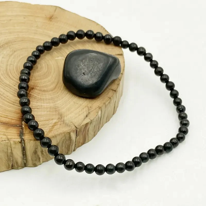 Trendy Gemstone Shungite Ankle Bracelet Healing Crystal Stone Anklet Matte Beads Protection against Radiation