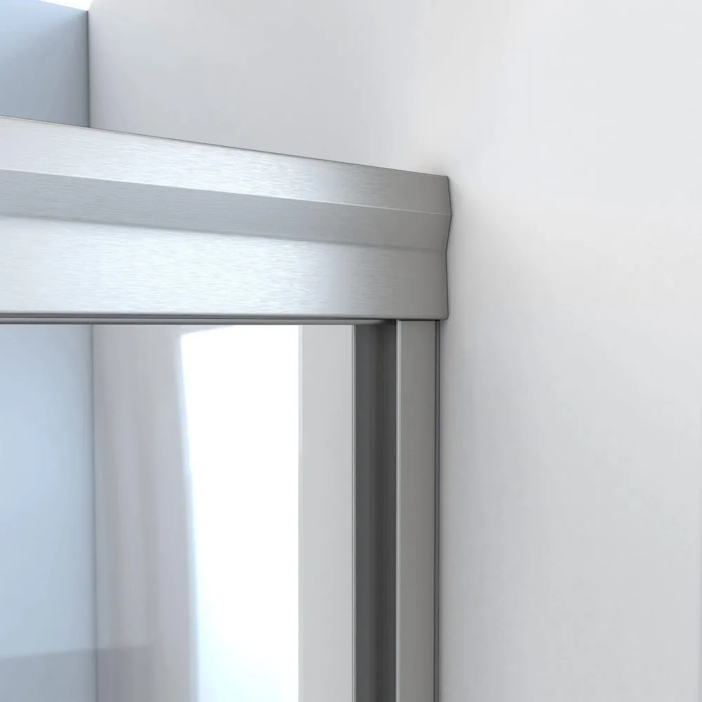 56-60 in W X 70 3/8 in. H Semi-Frameless Sliding Shower Door in Brushed Nickel and Clear Glass with 5mm Glass 3