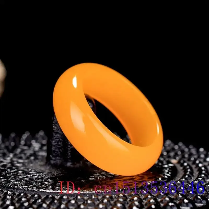 Yellow Jade Ring Jewelry Chinese Jadeite Charm Hetian Fashion Crafts Natural Woman Gifts Amulet Gemstone Carved 2