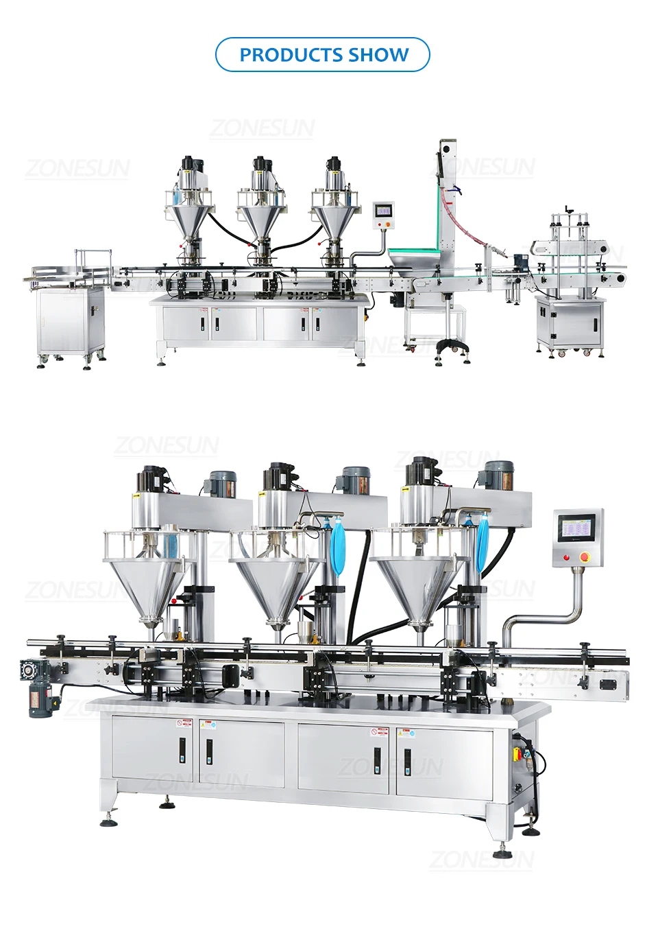 ZONESUN ZS-FMYG1 Производственная линия для укупорки и укупорки шнеком Серводвигатель Машина для упаковки бутылок в банки