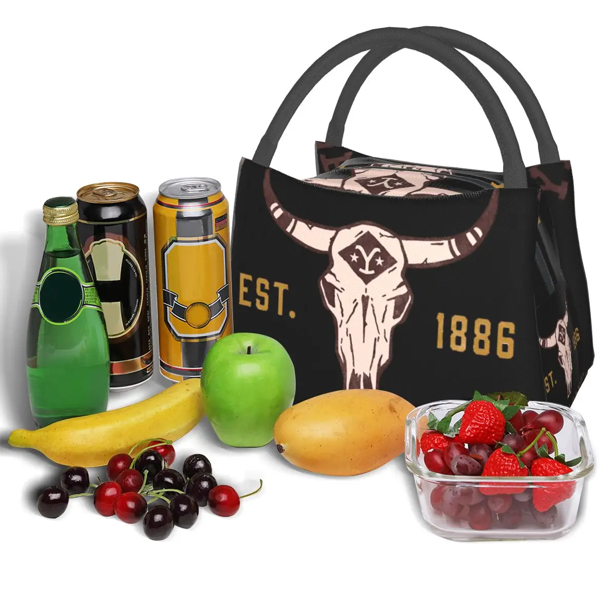 Yellowstone Dutton Ranch Montana Cattle Skull Portable insulation bag for Cooler Thermal Food Office Pinic Container