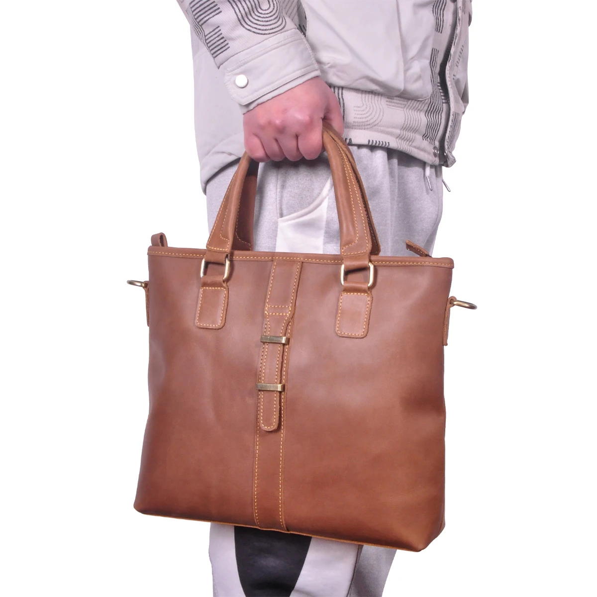 Hot Sale Thick Crazy Horse Leather Retro Business Briefcase 14