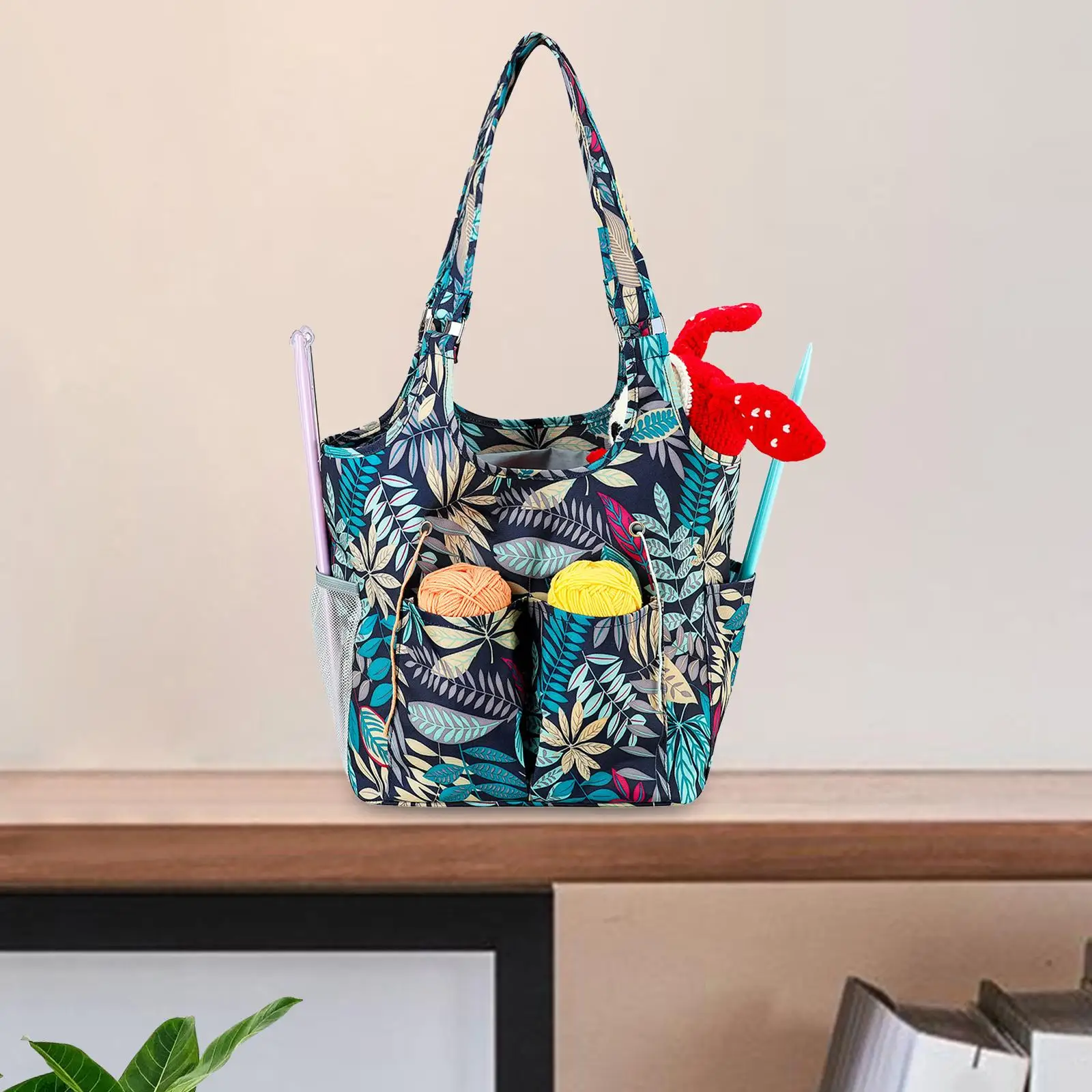 

Knitting Tote Bag Storage Crochet Accessories Yarn Storage Tote Bag for Traveling Craft Crochet Hook Unfinished Project Hook