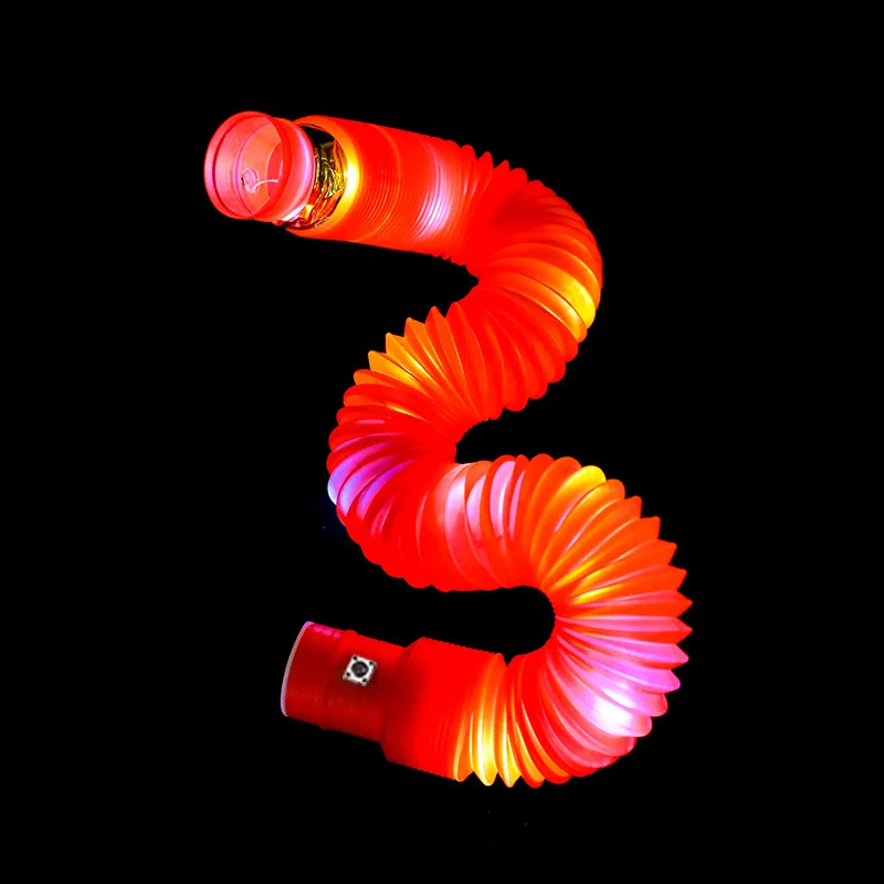 Led sensory toys 12pcs random colors decompression luminescent telescopic tube toy flash corrugated tube decompression toy LED party toys