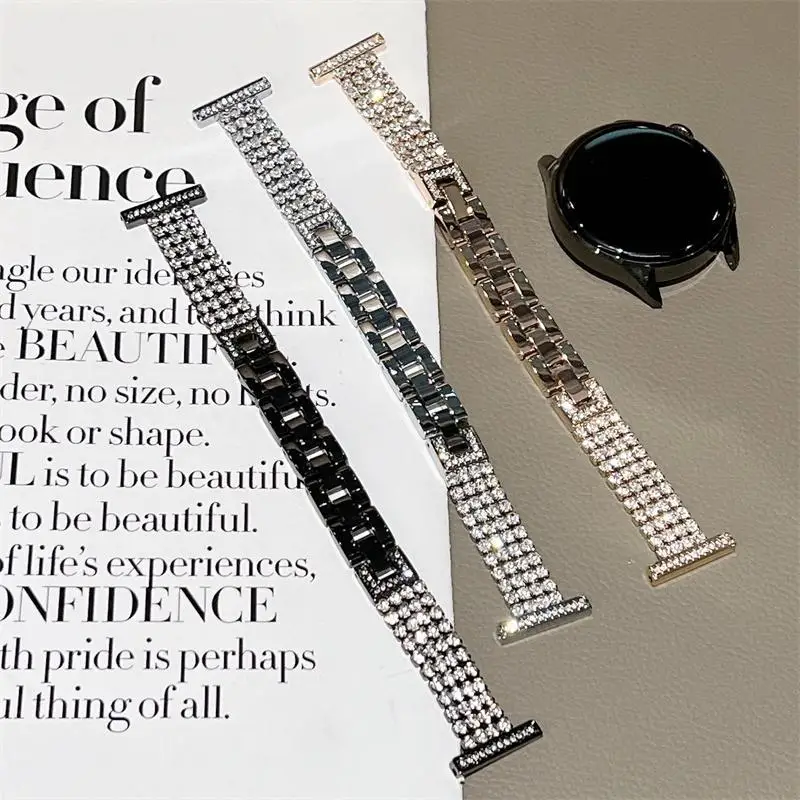 Elegant Diamond-Accented Metal Bracelet Watchband for Women (Available in Multiple Sizes)