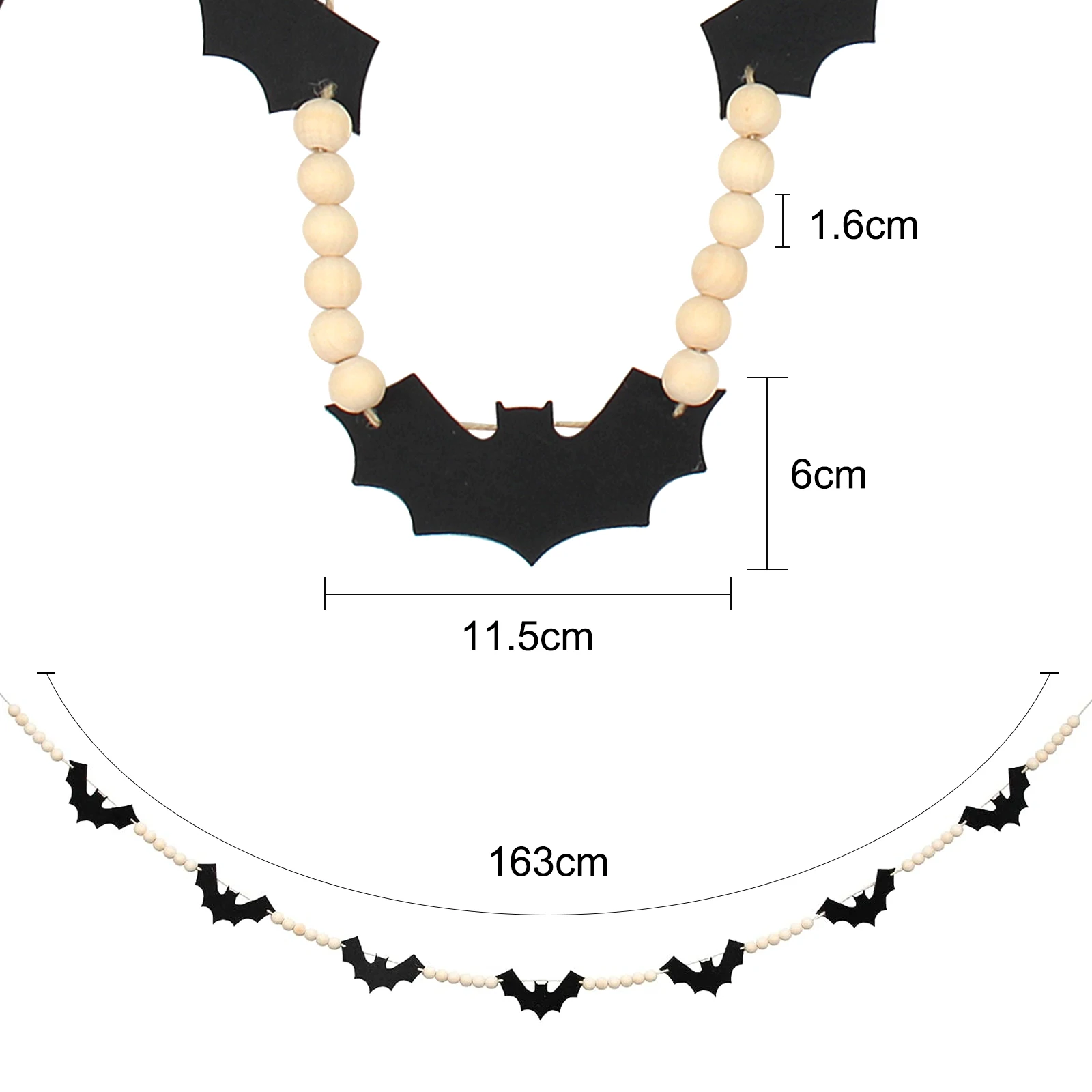 

Halloween Bat Hanging Wooden Beads String Creative Log Wooden Beads DIY Holiday Decoration Pendant