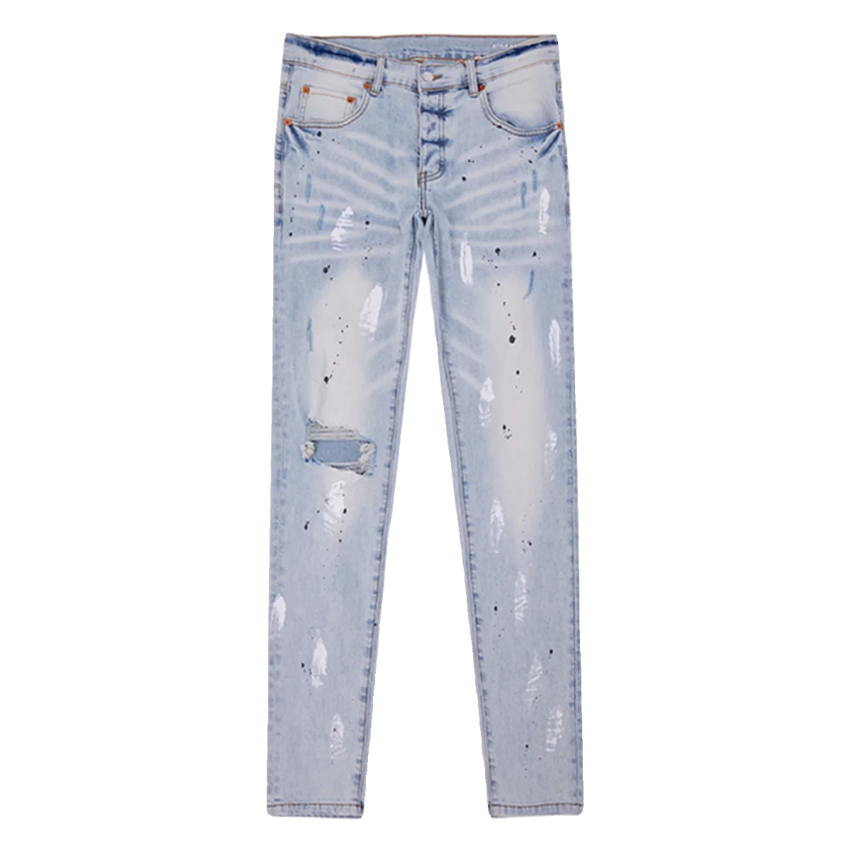 

streetwear Washed water torn holes distressed splashed ink slim jeans pants baggy jeans y2k clothes men print design 2024 new