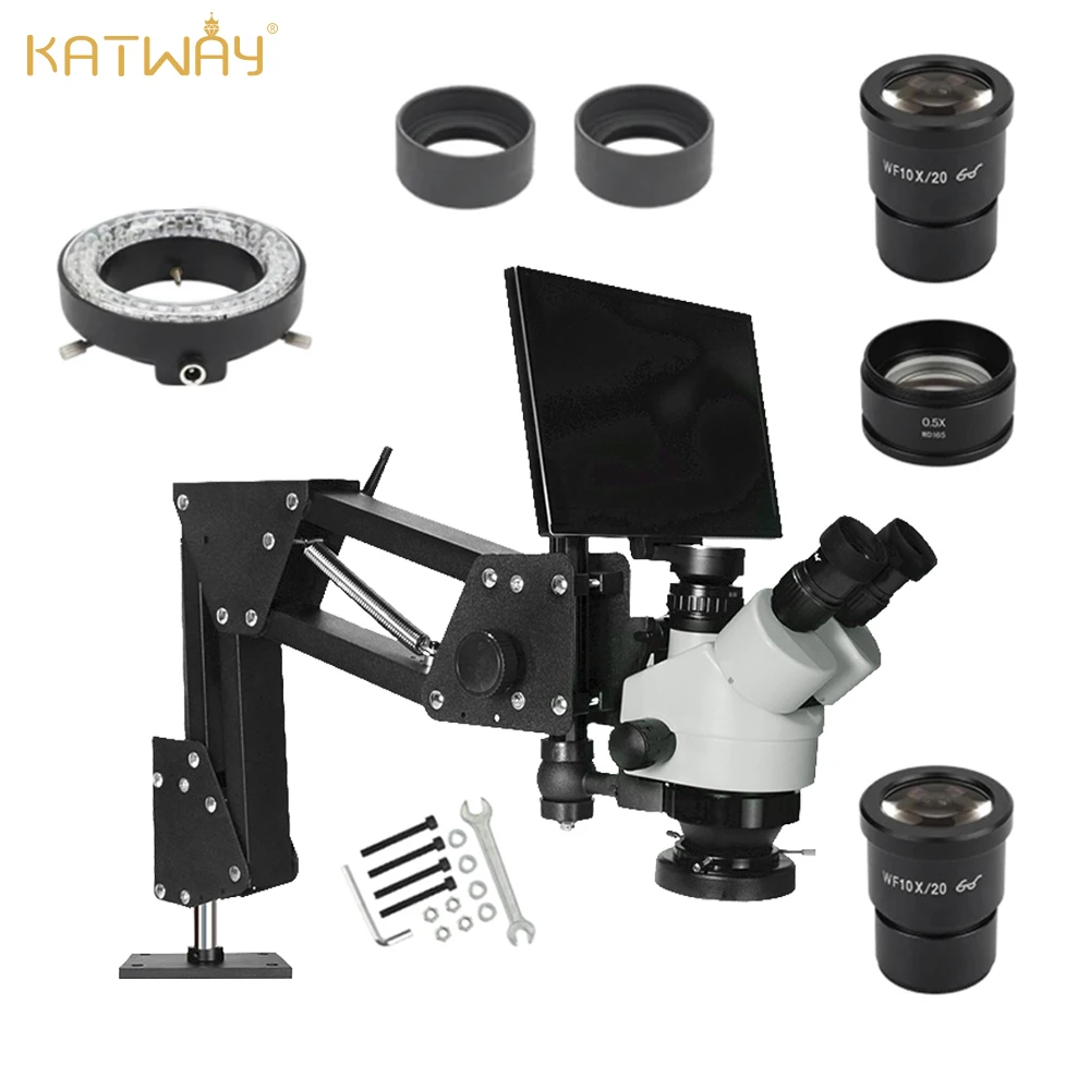 KATWAY 삼안 스테레오 현미경 전문 전문 카메라 전자 4K 쥬얼리 납땜 HDMI USB 디지털 전화