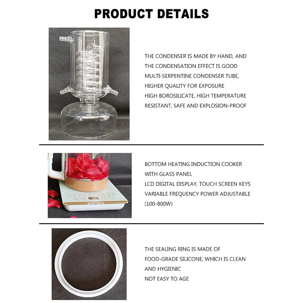 3.2L Home Used Distilling Equipment Plant Wine Extraction Distiller Pure Dew Machine Oil Essential 3