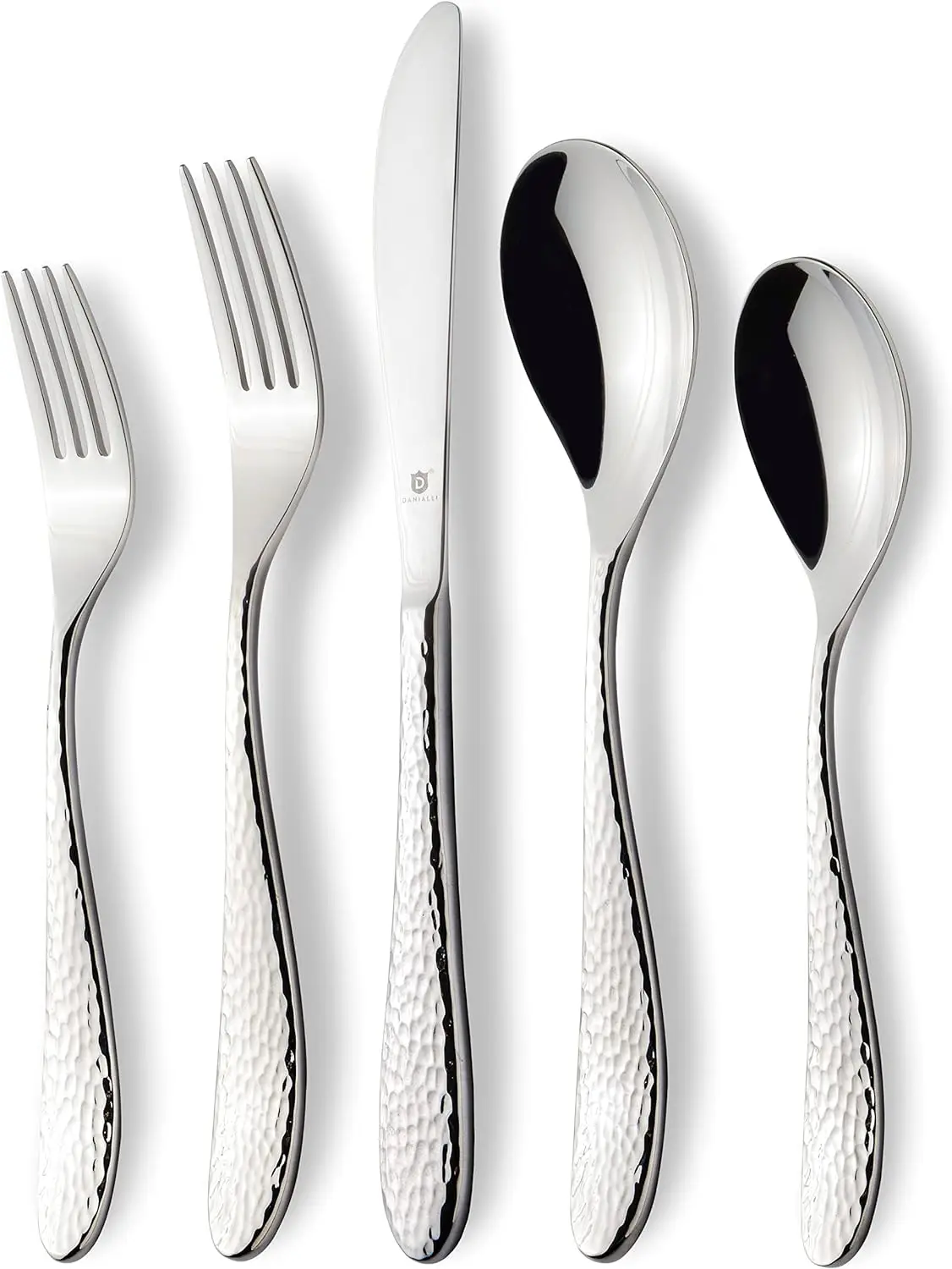 Modern Marettimo Hammered Silverware Set 18/10Stainless Steel Flatware for Elegant Dining Dishwasher Safe Cutlery Ideal for Home
