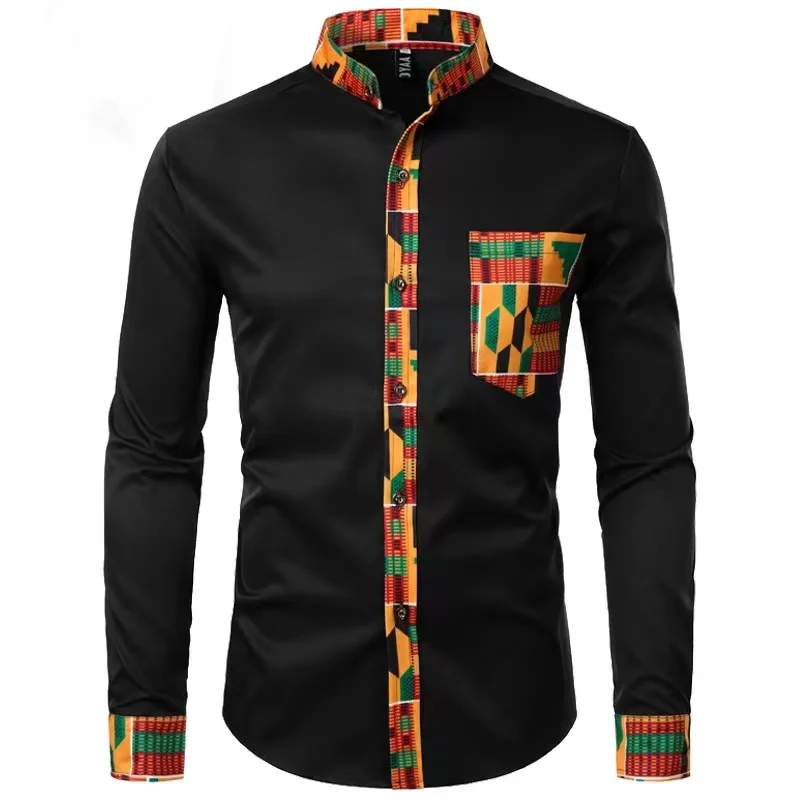 2023 new men's snapback shirt top striped color hot sale fashion casual simple spring summer 6XL