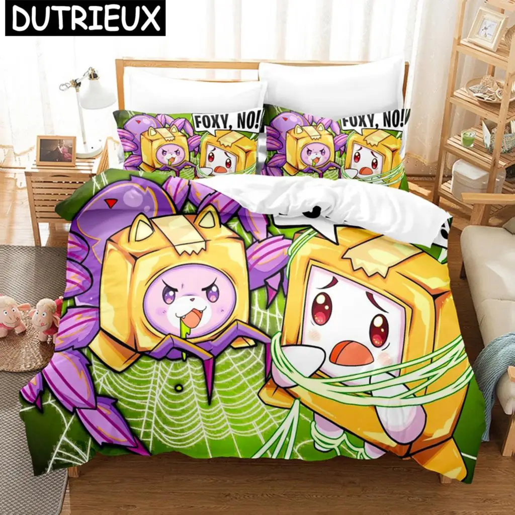 

Lankybox Foxy Boxy Bedding Sets Cartoon Duvet Cover Print Gift For Teens Men 2/3pcs Twin Single Queen King Size Duvet Cover Set