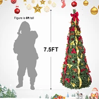 Christmas Tree with 150 Warm White UL Lights – Pre-Decorated with Red & Gold Ornaments, Flowers, Ribbons & Bows – Easy Assembly 3