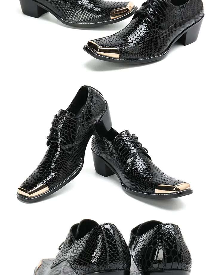 Coogerlove Herren-Oxford-Schuhe im italienischen Stil, zum Hineinschlüpfen, mit spitzer Metallspitze, aus echtem Leder, luxuriöses Schuhwerk für Geschäftstermine und festliche Anlässe. – Detail 3