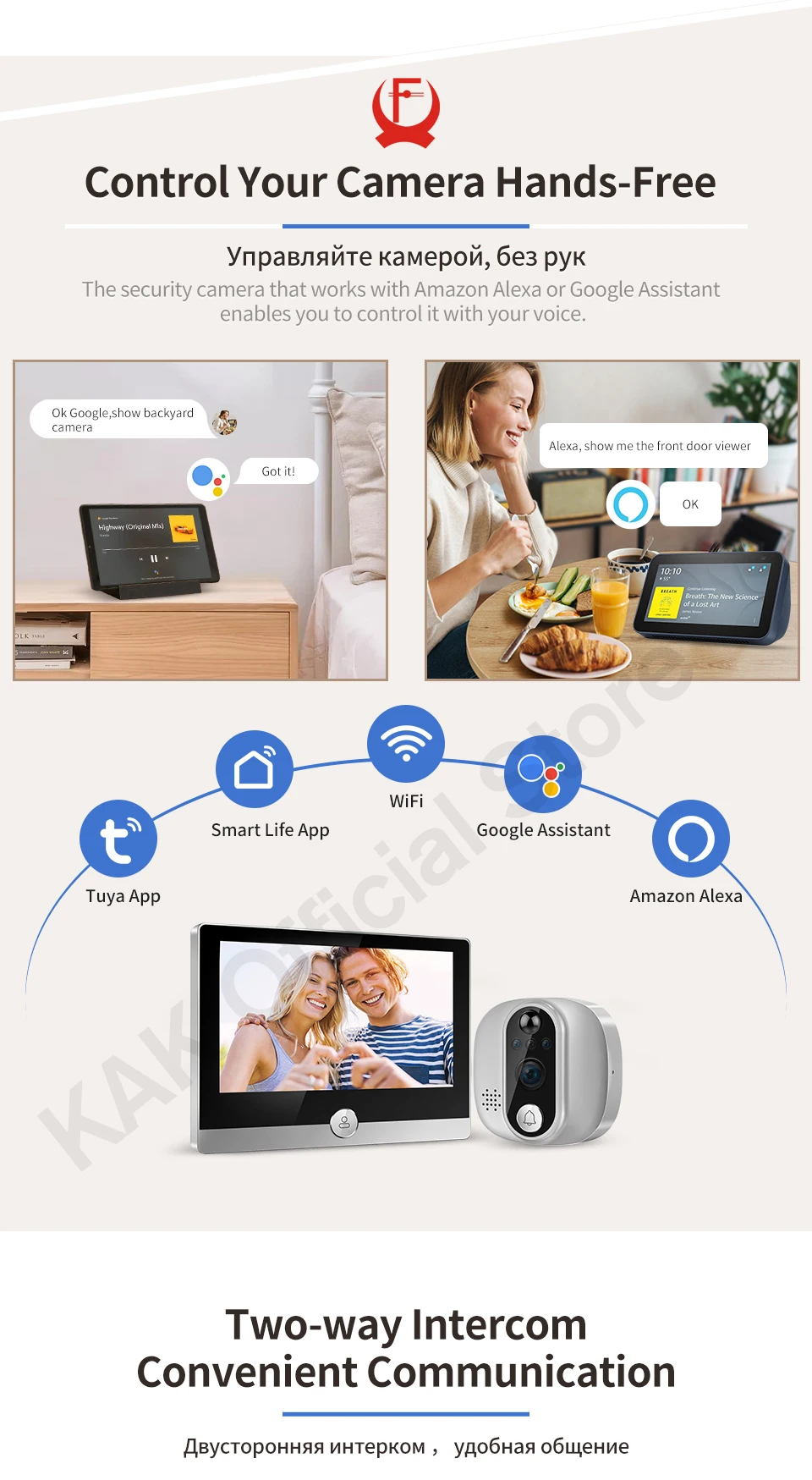 KAK-Smart WiFi Door Bell Camera, Vídeo Door