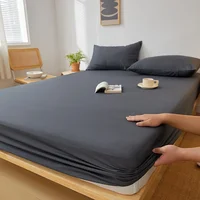 Drap-housse en coton avec bandes élastiques, housse de matelas réglable antidérapante pour lit Double King Queen 140x200 160x200 200x200cm 1
