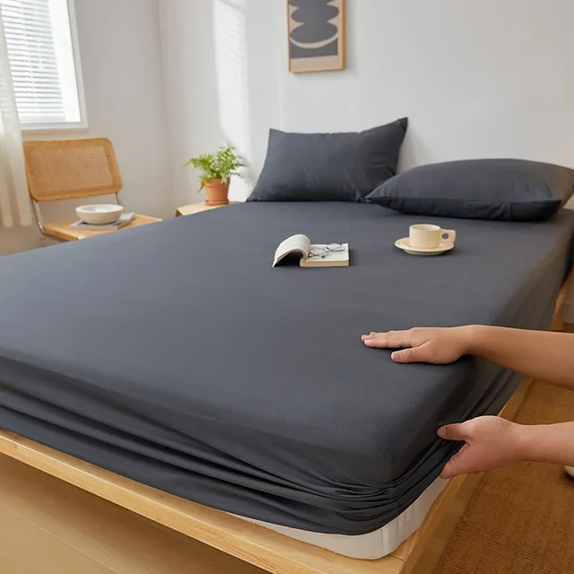 Drap-housse en coton avec bandes élastiques, housse de matelas réglable antidérapante pour lit Double King Queen 140x200 160x200 200x200cm 1