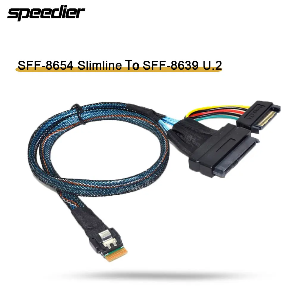 

U.2 U2 SFF-8639 To Slimline SFF-8654 4i NVME PCIe SSD Cable for Mainboard SSD 750 P3600 P3700 M.2