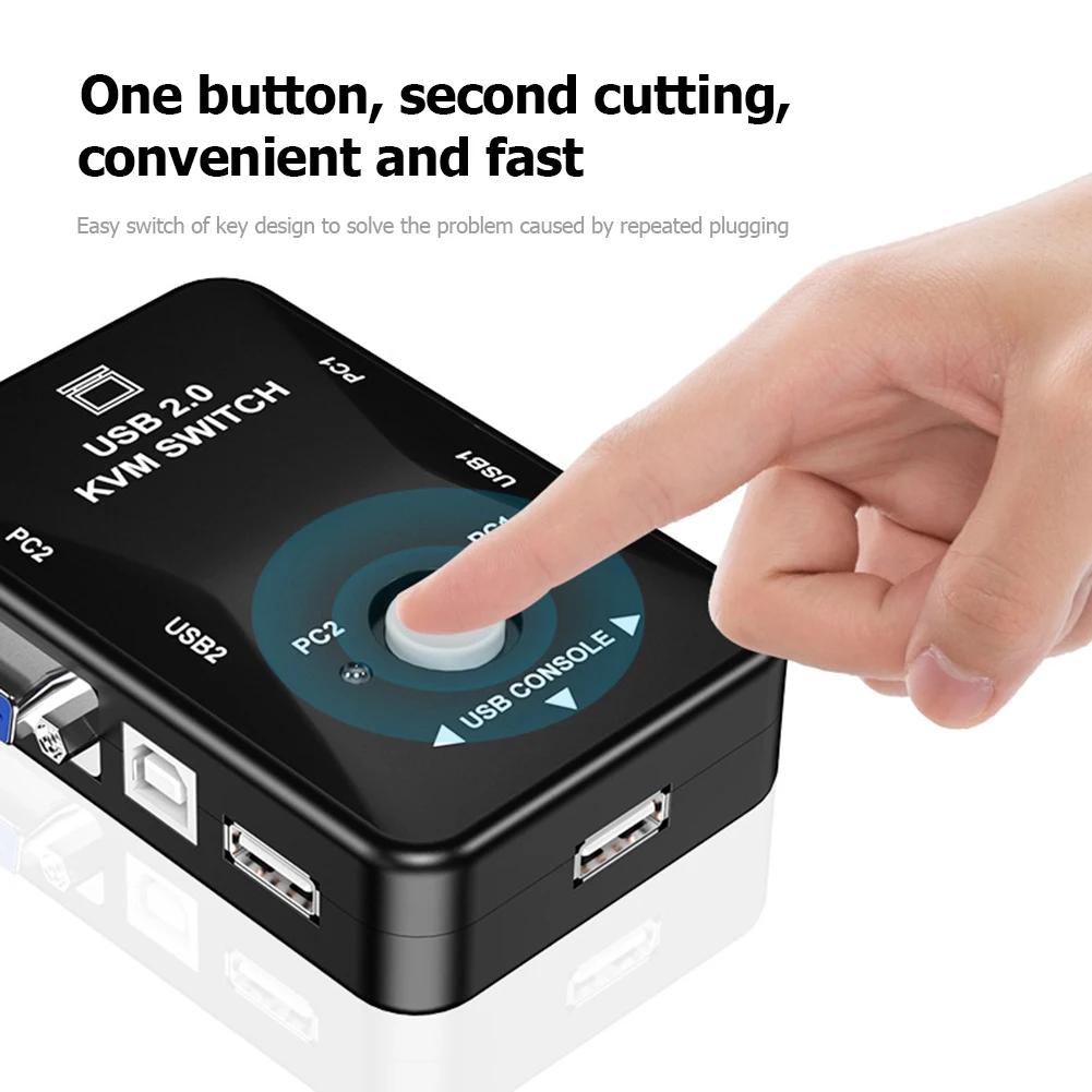 2 Ʈ USB HDMI ȣȯ KVM ġ ڽ 2  1 ƿ 1920x1080 VGA й ڽ, Ű 콺  ǻͿ 