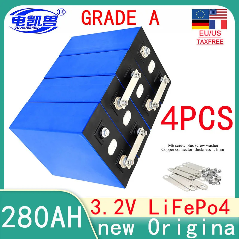 

4pcs brand new 3.2 v 280ah lifepo4 battery diy 12v Marine golf cart for electric vehicle rv solar storage system eu/us tax free