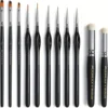 Miniature Paint Brushes with Dry Brush Set for Miniature Painting, 11Pcs Miniature Model Paint Brush Set Drybrush for Miniatures 1