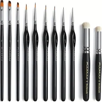 Miniature Paint Brushes with Dry Brush Set for Miniature Painting, 11Pcs Miniature Model Paint Brush Set Drybrush for Miniatures 1