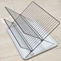 X-shaped foldable double layer drainage rack, kitchen countertop, water tray, kitchen dishes, chopsticks storage rack 1