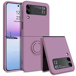 Luxurious Magnetic Ring Stand Silicone Phone Case with Bracket Skin Feel - Samsung Z Flip 8 (Dark Purple)