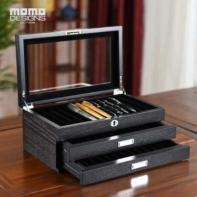 MB Luxury Pen Box Storage Organizer Wood Display 6 Pens Collector