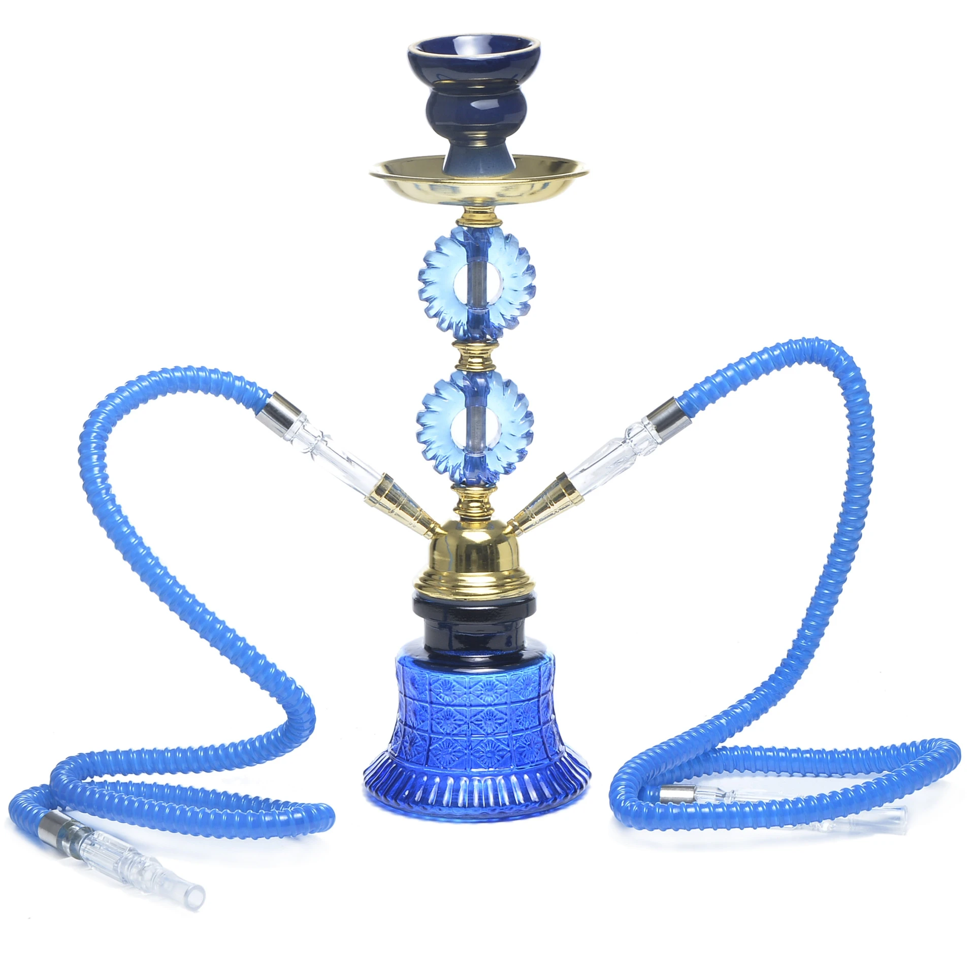 High Quality Glass Arab Shisha Hookah with Double Hose for Table Medium