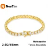 NeeTim 3mm 4mm Moissanite Tennis Bracelet 925 Sterling Silver with White Gold Plated Pass Diamond Tester Bracelets for Women Men 1