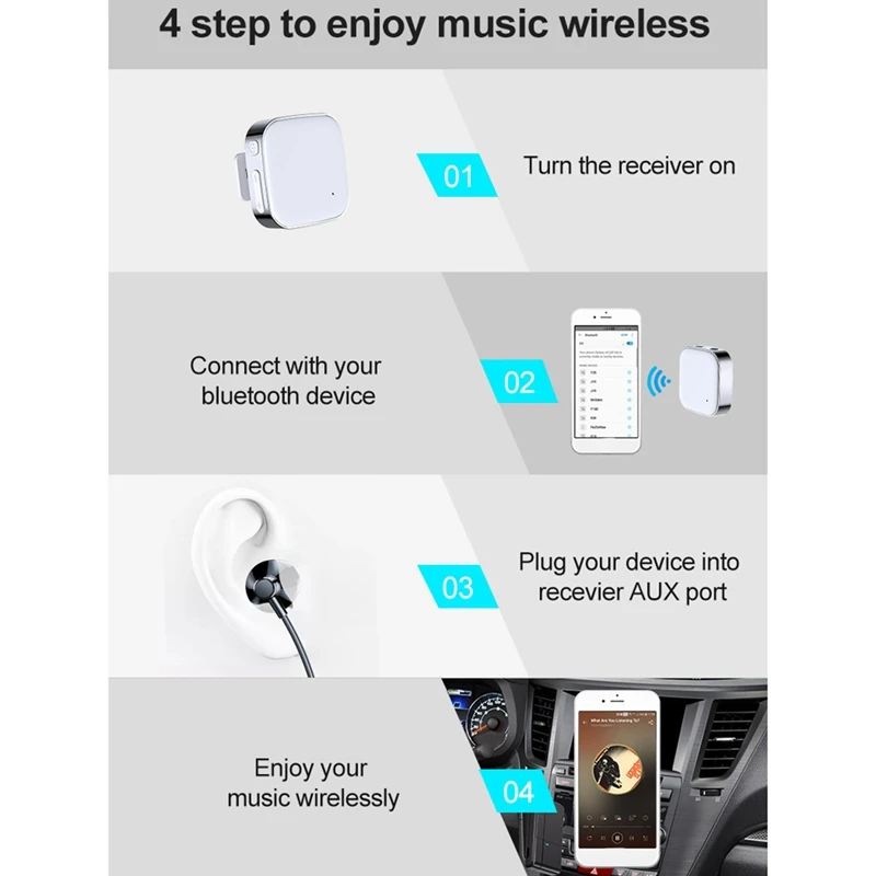 

Bluetooth-приемник, автомобильный адаптер Bluetooth 5,0 3,5 мм с шумоподавлением, Bluetooth-приемник-адаптер для автомобиля
