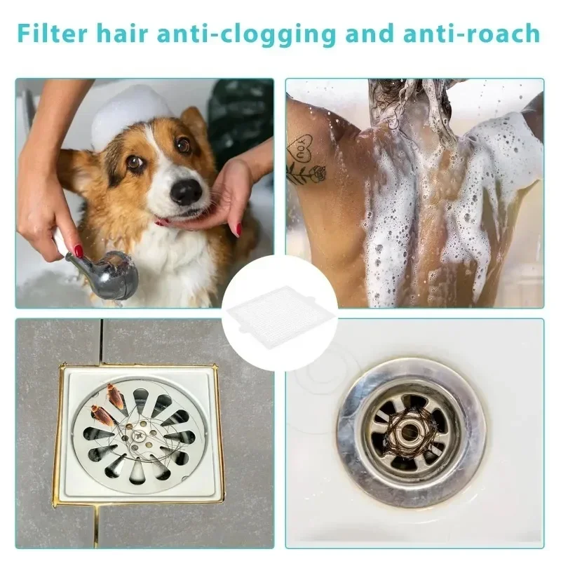 5/100PCS Disposable Hair Drain Catcher Mesh Anti-blocking Filter Floor Drain Sticker Shower Cover Kitchen Bathroom Sink Strainer 4