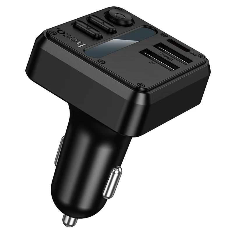 HOCO 45W 고속 충전 차량용 블루투스 FM 트랜스미터 핸즈프리 PD 타입-C USB A 엠비언트 플레이어 MP3 오디오 충전기 TF 카드 지원