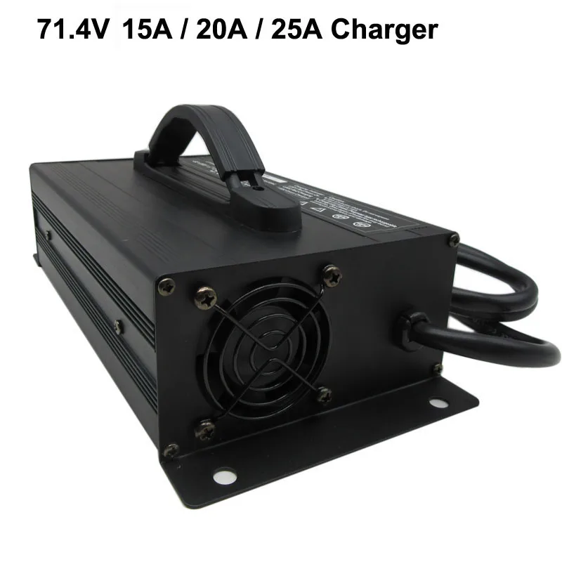 

71.4V 10A 15A 20A 25A Lithium Fast Charger 17S 61.2V 62.9V Li-ion EBike E-Motorcycle Forlklift RV Bicycle Tricycle Charger