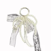 Porte-clés en dentelle mignon, nœud blanc/noir, pendentif de sac, chaîne de téléphone, accessoire d'emballage 6
