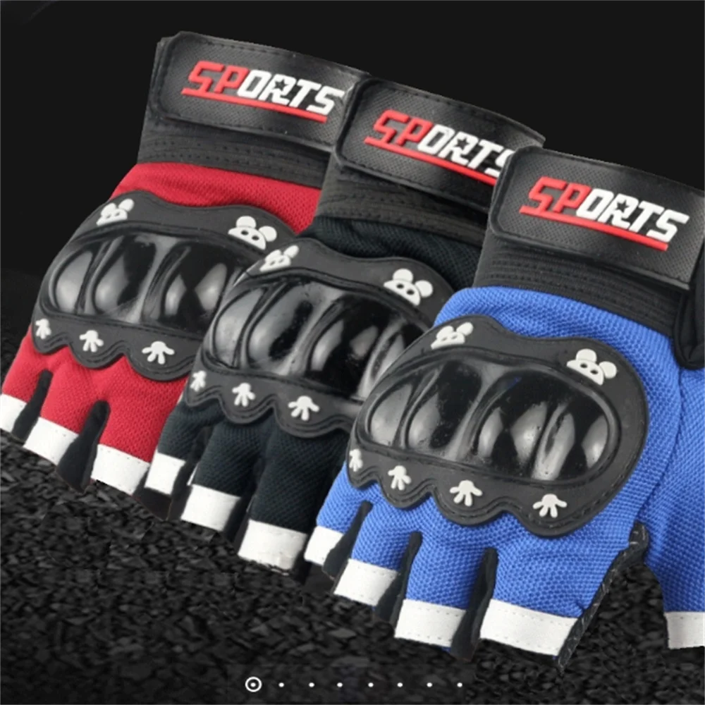 1 Pair Kids Half Finger Gloves Sports Gloves Non-Slip Gel Adjustable Fingerless for Children Cycling Riding Biking