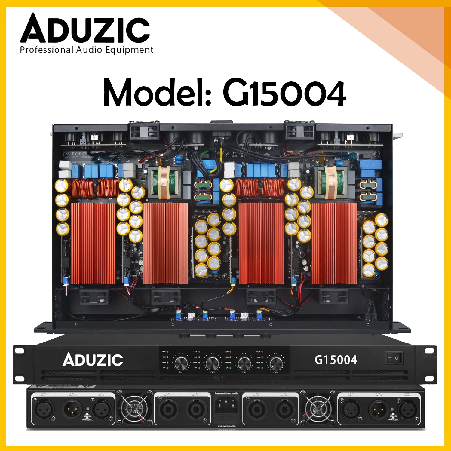 아두지크 G15004 6000W 프로페셔널 4채널 클래스 D 파워 앰프 4x1500W 1U 고출력 디지털 오디오 앰프 (스테이지 라인 어레이용)