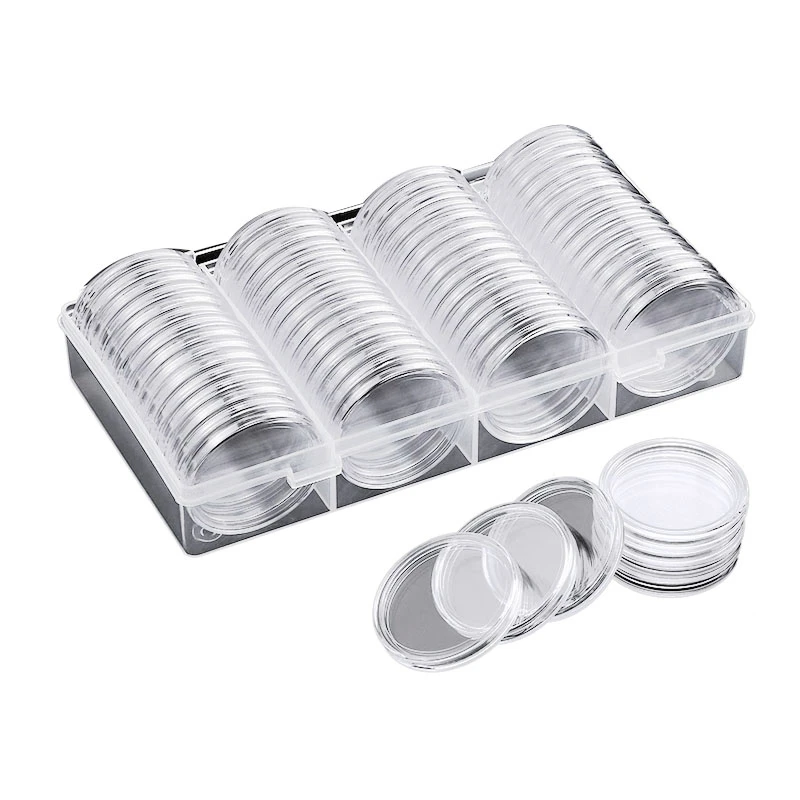 40 Mm Coin Capsules Coin Case Holder Storage Container With Storage Organizer Box For Collection Supplies (60 Pieces)